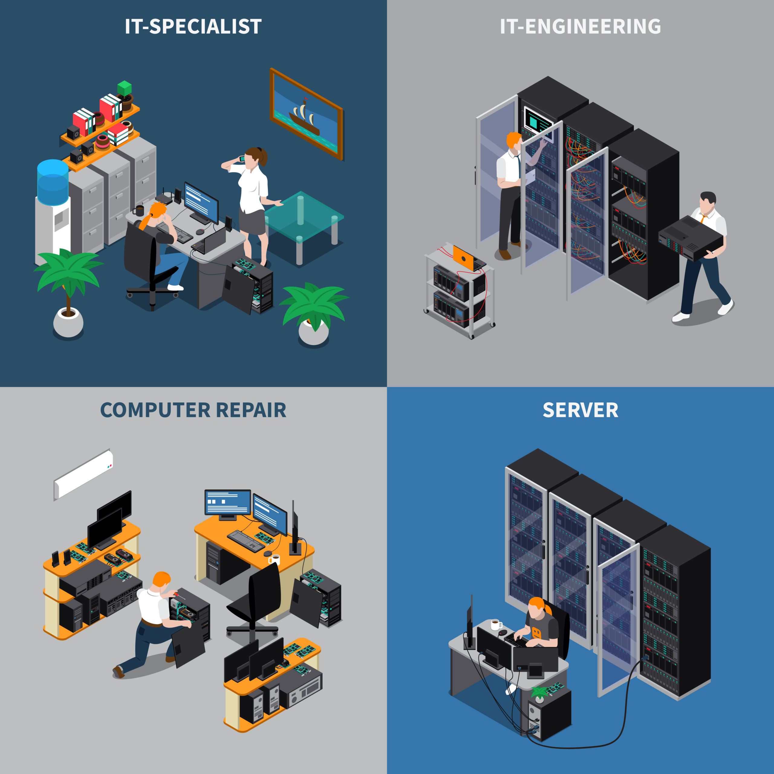 it engineers 2x2 icons set